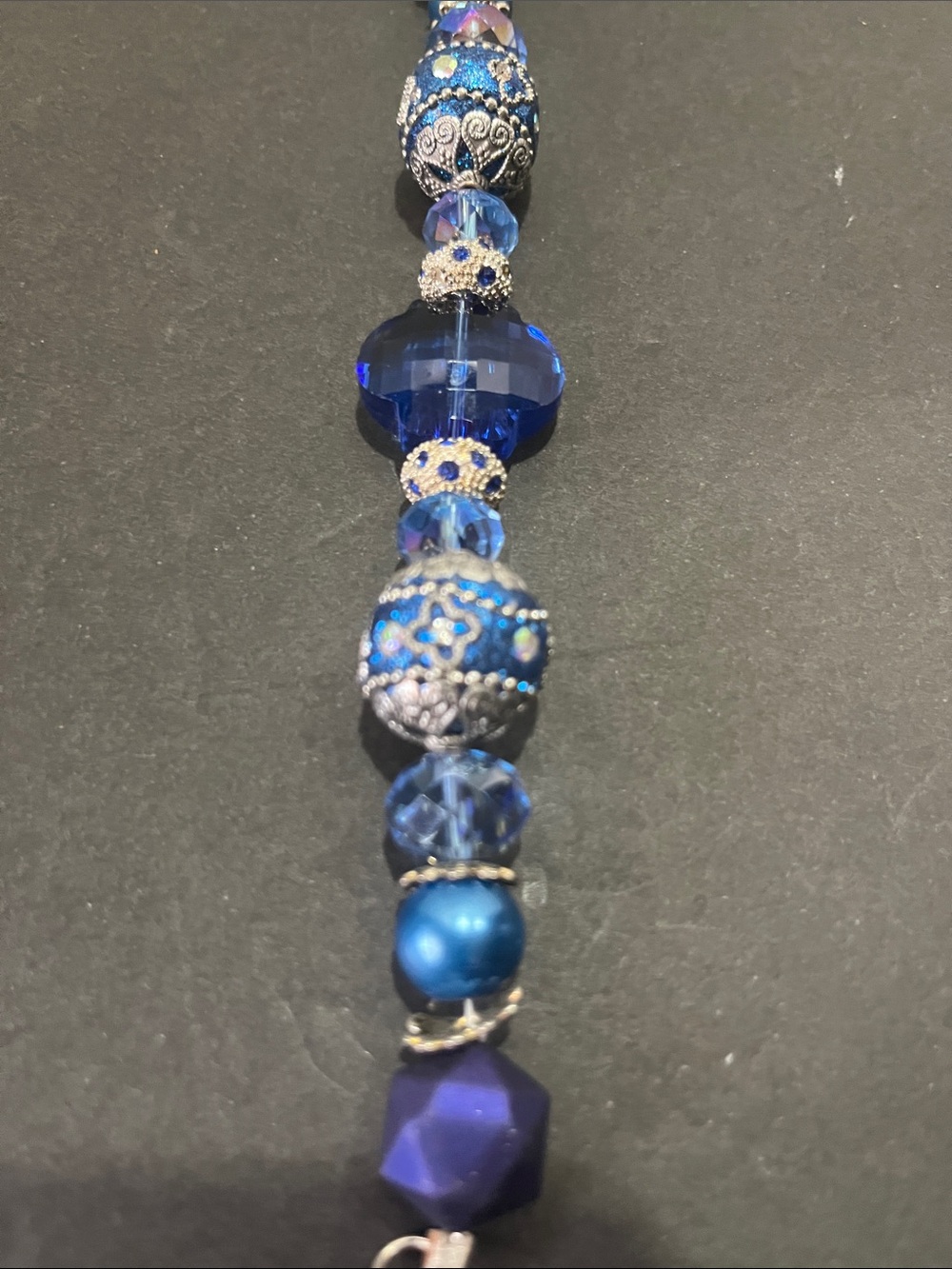 Blue Beaded Women's Bracelet - Deep Blue Multi-Bead Design